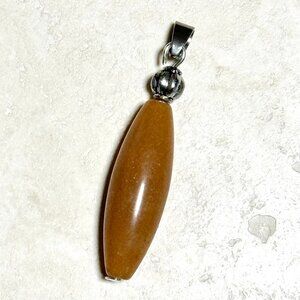 2/$20, Natural Burnt Orange Aventurine Pendant, Genuine Gemstone Long Pendant